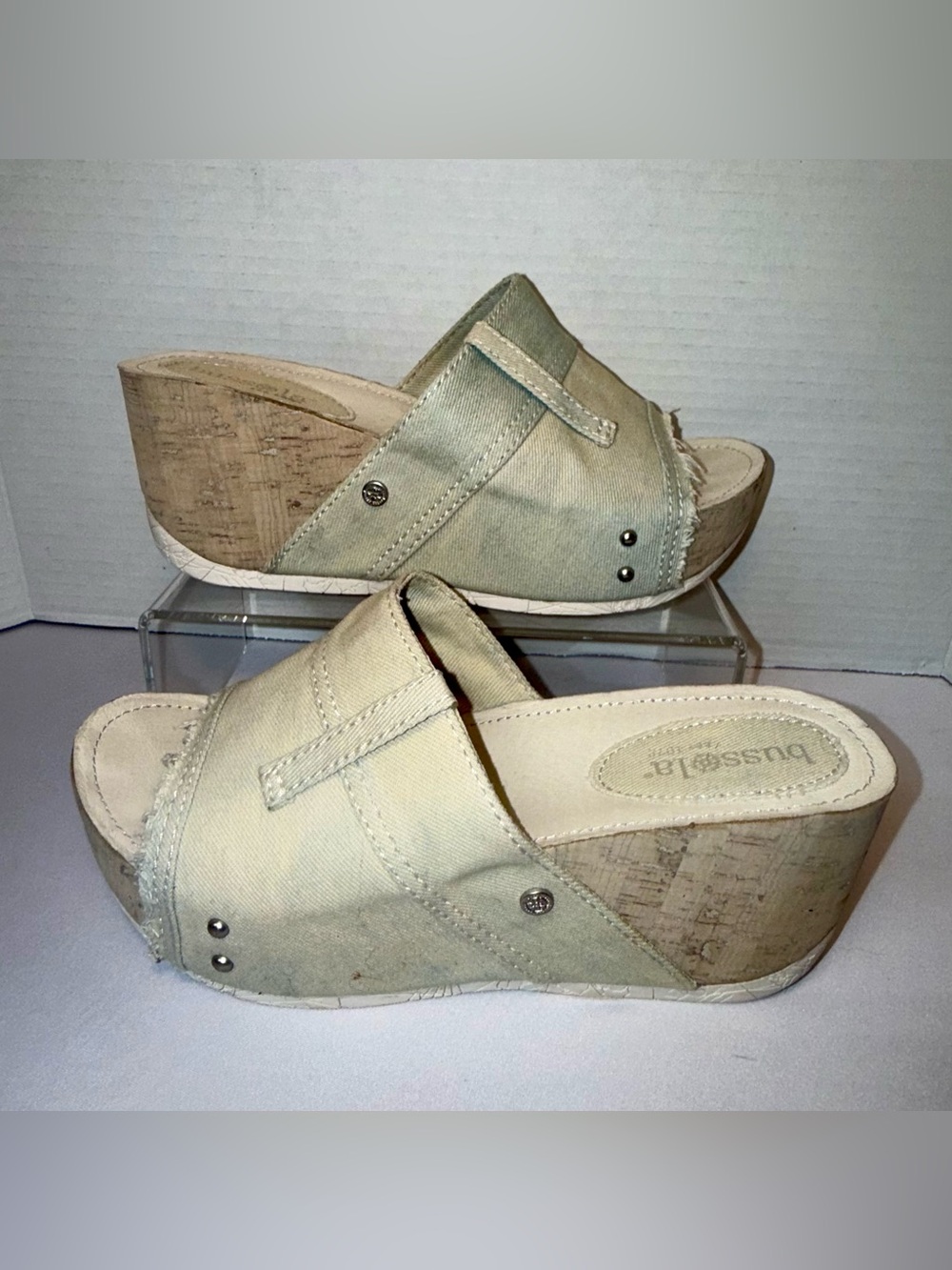 Bussola Formentera Felcia Light Denim Jeans Platform Sandals Women's Size 38/7.5